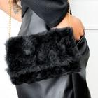 Bolsa feminina clout pelúcia elegante retangular alça corrente moda fashion