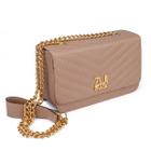 Bolsa Feminina Transversal Clutch Baú Alça de Corrente Quadrada Nude Bege