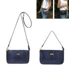 Bolsa Feminina Transversal Tiracolo Azul Marinho em Couro Pequena Social Casual Bolsas Femininas Madamix