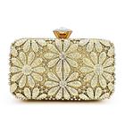 Bolsa Festa Clutch Dourada Desenhada em Flores e Strass - New Fashion