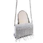 Bolsa Festa Clutch Feminina Prateada Com Cortina De Strass - New Fashion