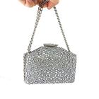 Bolsa Festa Clutch Mini Com Strass Prateado Todo Em Detalhes - New Fashion