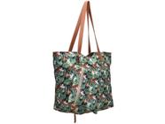 Bolsa Grande Feminina + Necessaire Tecido Impermeável Alça de Ombro Sacola Praia Fechamento Zíper Cor Multi Flores