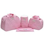 Bolsa maternidade bebê kit 4 peças Rosa impermeável