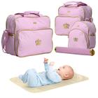 Bolsa Maternidade Luxo Rosa Kit 04 Peças Plike Baby Menina