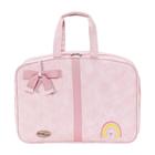 Bolsa Maternidade Mala Rosa Arco Íris Bordado E Laço Decorativo - 1 Peça