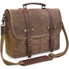 Bolsa Messenger NEWHEY impermeável de couro vintage 15,6"