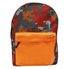 Bolsa Mochila Escolar Geométrica Tricolor Laranja Masculina