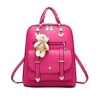 Bolsa Mochila Feminina Com Chaveiro Urso Couro Casual BL1201 - Kingleen