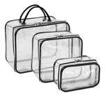 Bolsa Necessaire Organizadora Viagem Kit 3 Pçs Transparente