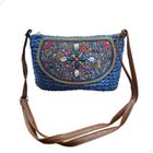 Bolsa Palha Com Miçangas E Bordado Artesanal Hippie Casual Retangular