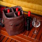 Bolsa Para 4 Garrafas Porta Vinho Wine Bag Cooler Cerveja Gin Champanhe Termica - PV4 - CROCO MARROM - URUS ECOMMERCE