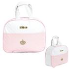 Bolsa para Enxoval Meninas Rosa e Branco p Boneca Reborn - Love