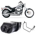 Bolsa Para Moto Custom Alforge 30 Litros Cravo + Afastador Harley Davidson Softail