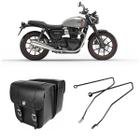 Bolsa Para Moto Custom Alforge Lateral 44 Litros + Afastador Triumph Bonneville T 120 Par - Tondin Forza