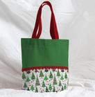 Bolsa Sacola Artesanal de Tecido Árvore de Natal Verde e Vermelho