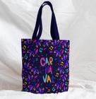 Bolsa Sacola Artesanal de Tecido Carnaval Máscaras Neon