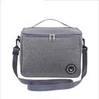 Bolsa Térmica Lancheira Grande 8L Marmita Fitness Academia Passeios Trabalho Cor Preto Azul Cinza