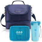 Bolsa Térmica Lancheira Necessaire Alça Ombro Kit Marmita e Copo Box Fitness Escola Trabalho Azul - Jacki Design