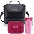 Bolsa Térmica Lancheira Necessaire Alça Ombro Kit Marmita e Copo Box Fitness Escola Trabalho Vinho - Jacki Design