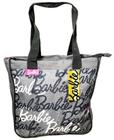 Bolsa Tote Bag Escolar Com Fechamento Em Zíper - Estampa Tema Boneca Barbie - Cinza - Licenciado Mattel - Santino