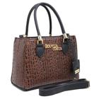 Bolsa Tote Croco Feminina Alça Mão Metais Dourados Casual - 