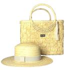 Bolsa Tote Miami Palha Pingente + Chapéu Feminino Kit 2