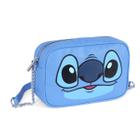 Bolsa Transversal Feminina Retangular Stitch Azul Luxcel