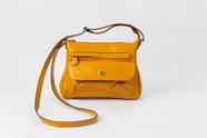 Bolsa Transversal selma lateral em Couro Legitimo Mostarda