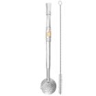 Bomba Chimarrão Tererê Aço Inox 23cm com Rosca e Anel com Pingente