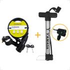 Bomba De Ar Encher Pneu Bike + Cadeado Aço 1m X 6mm Elleven Com Chave e Suporte Quadro