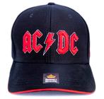 Boné Acdc Banda de Rock Ac Dc Aba Curva Fita Música Heavy Metal Bordado