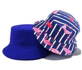 Boné Chapéu Bucket Hat Flamingo Dupla Face Azul