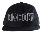 Boné Diamond Outline 6 Panel Desconstruído Snapback Preto