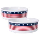 Bone Dry Stars &amp Stripes Patriotic Flag Ceramic Pet Bowl