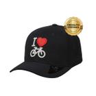 Boné (i love bike) amo bicicleta (trucker americano)