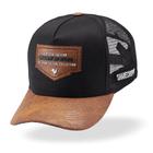 Boné Masculino Feminino Trucker Telinha Country Original Sharecropper Aba Curva Em Couro