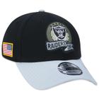 Bone New Era 39THIRTY Las Vegas Raiders Salute To Service 2022 Stretch Fit Aba Curva Stretch Fit Preto