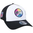 Bone New Era 39THIRTY Seattle Seahawks Crucial Catch 2022 Stretch Fit Aba Curva Stretch Fit Preto