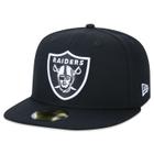 Bone New Era 59FIFTY Aba Reta NFL Las Vegas Raiders Aba Reta Fitted Preto