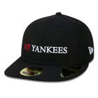 Bone New Era 59FIFTY Low Profile MLB New York Yankees Classic Aba Pre Curvada Preto Aba Curva Fitted Preto