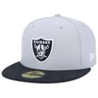 Bone New Era 59FIFTY NFL Las Vegas Raiders Core Fitted Aba Reta Aba Reta Fitted Cinza