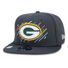 Bone New Era 9FIFTY Green Bay Packers Crucial Catch Aba Reta Preto Aba Reta Snapback Chumbo