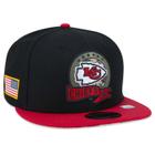 Bone New Era 9FIFTY Kansas City Chiefs Salute To Service 2022 Aba Reta Aba Reta Snapback Preto Vermelho