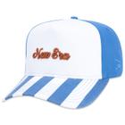 Bone New Era 9FORTY A-Frame Snapback Vacation Listrado Aba Curva Branco/Azul Aba Curva Snapback Branco/Azul