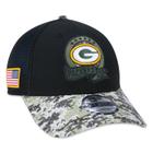 Bone New Era 9FORTY Green Bay Packers Salute To Service 2022 Trucker Aba Curva Aba Curva Snapback Preto