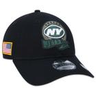 Bone New Era 9TWENTY New York Jets Salute To Service 2022 Aba Curva Aba Curva Strapback Preto