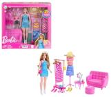 Boneca Articulada Barbie Fashion e Beauty Playset Barbie Estilista Com Boneca e 25 Acessórios Mattel HPL78