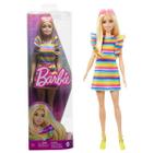 Boneca Articulada Barbie Fashionistas 197 Vestido Listrado Colorido Loira Com Aparelho Dental - Mattel - HPF73