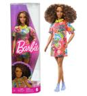 Boneca Articulada Barbie Fashionistas 201 Vestido Good Vibes Colorido Morena - Mattel - HPF77